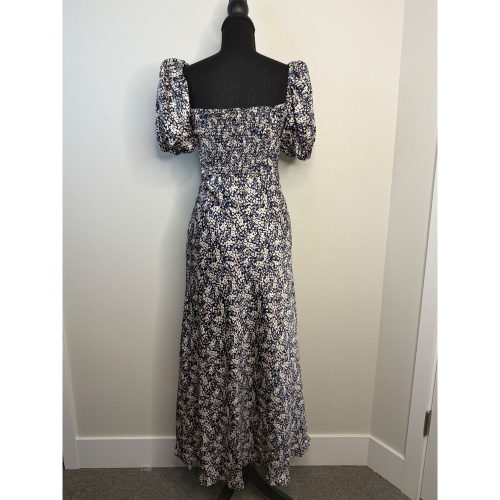 ASTR‎ The Label Navy Sylvie Ditsy Floral Sweetheart Midi Dress Puff Sleeve Small - Picture 2 of 8